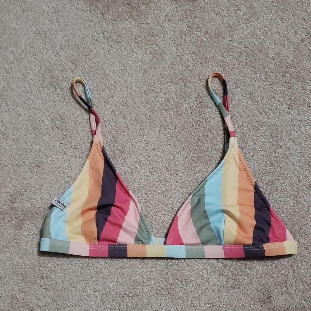 Rhythm. Multicolor Stripe Triangle Bikini Top